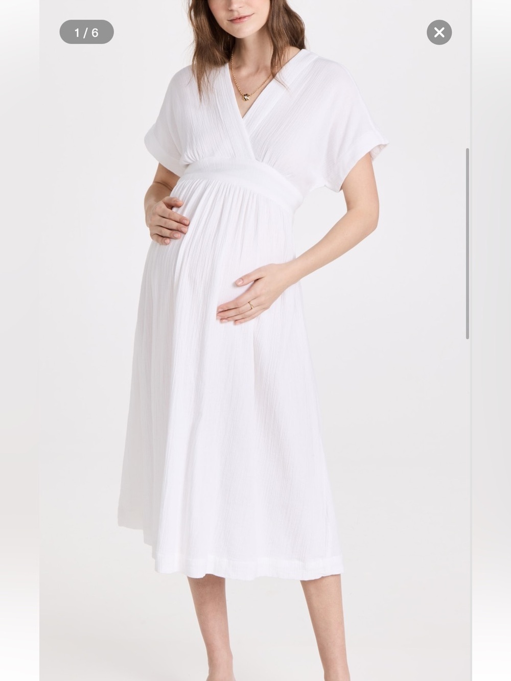 Hatch The Carolina Dress White Gauze Midi Dress 100% Cotton Medium (2)